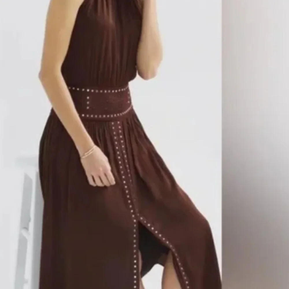 Black House White Market Brown Studded Halter Dress size 8 - Picture 4 of 4